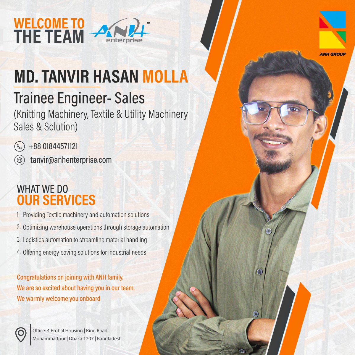 Meet Our New Trainee Engineer(sales) MD. Tanvir Hasan Molla