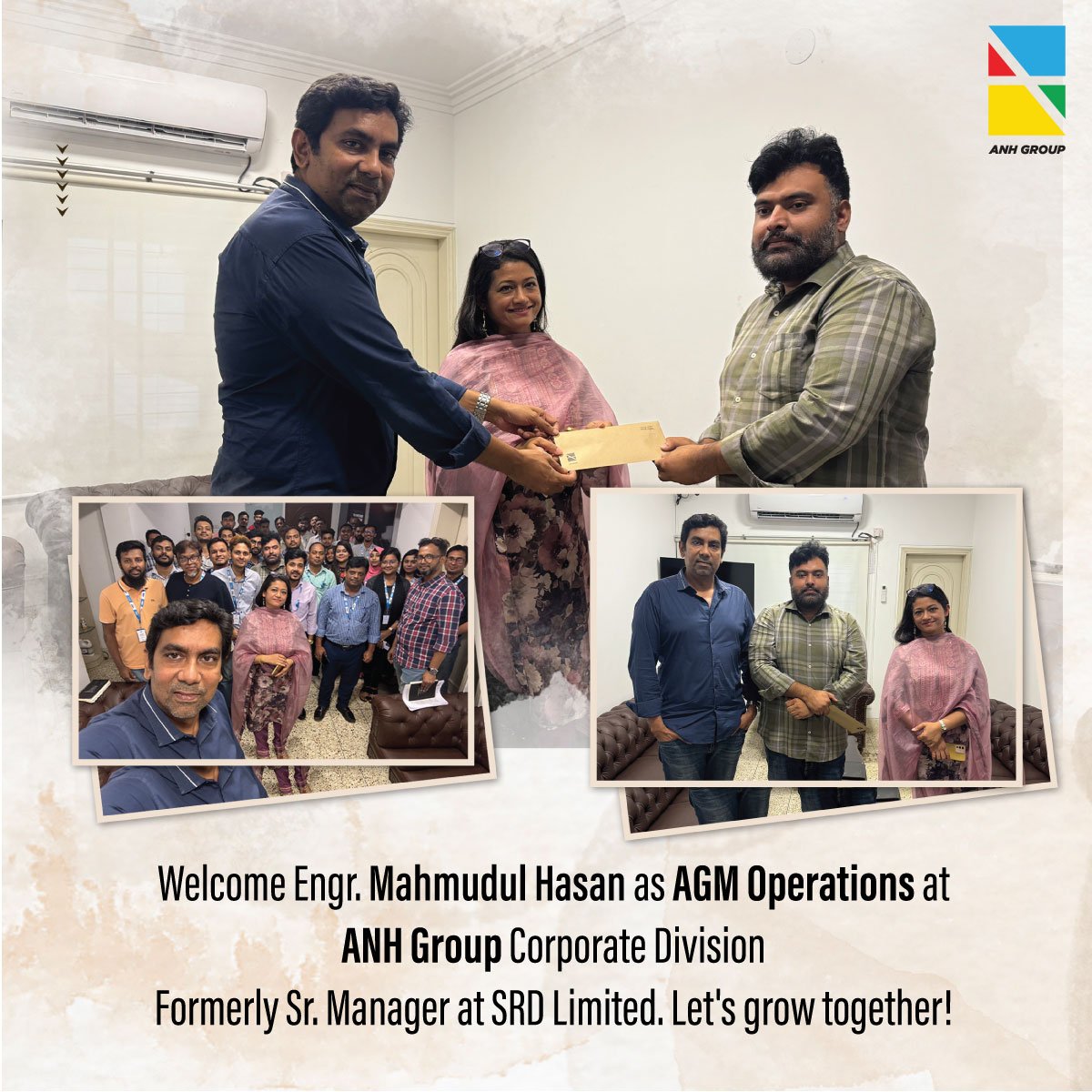 Welcoming Engr. Mahmudul Hasan as our new AGM Operations at ANH Group Corporate Office. Formerly Sr. Manager (Engineering) at SRD Limited, we look forward to his leadership driving our growth.